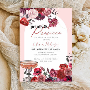 Petales florales y Prosecco Invitación a la ducha 