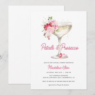 Petales rosados y invitación a la ducha de novia P