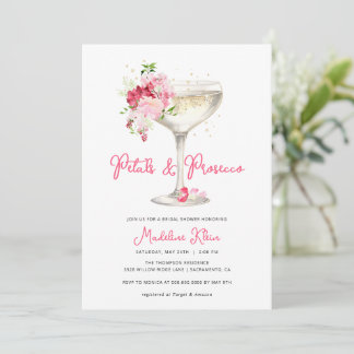 Petales rosados y invitación a la ducha de novia P