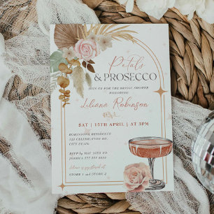 Petales y Prosecco Boho Invitación a la ducha de n
