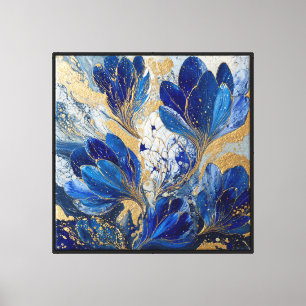 Pétalos Azules con Venas Doradas – Arte de Pared A
