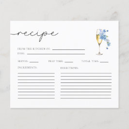 Pétalos azules y tarjetas de recetas de ducha de n