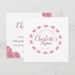 Pétalos de corazón rosados Invitación al bautismo