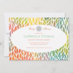 Pétalos de Flores Abstractas - Invitación a Baby S