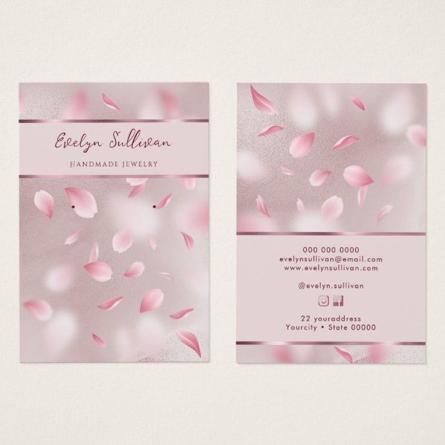 Pétalos de flores tarjeta de visualización de joya (Anverso y reverso)