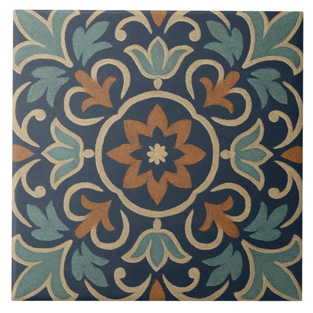 Pétalos de Granada – Diseño de Baldosas Florales M (Frente)