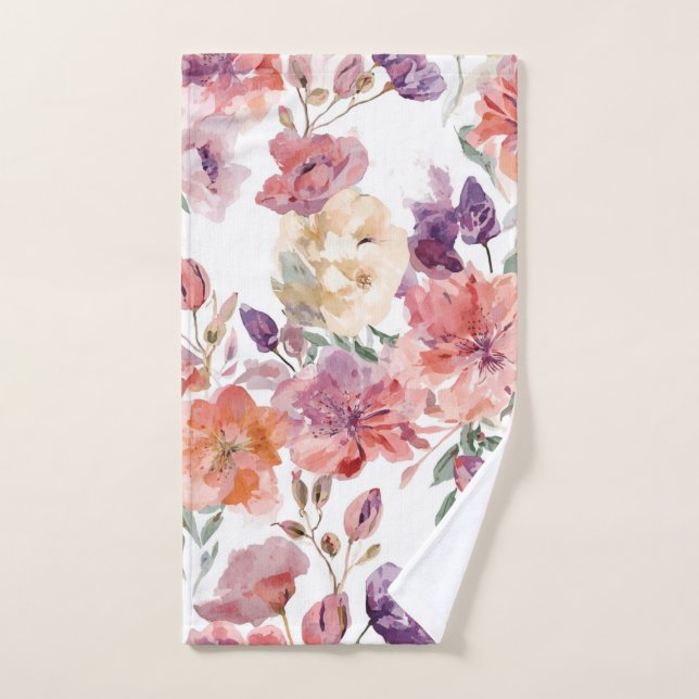 Pétalos de melocotón Flores de acuarela Floración  (Toalla de mano)