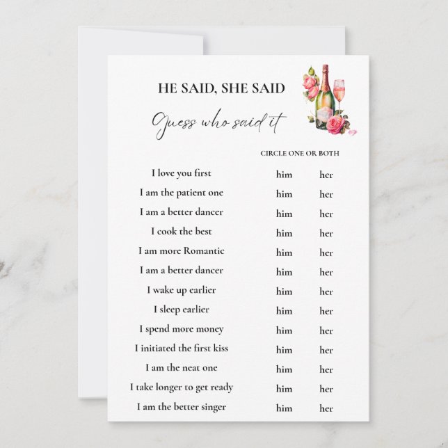 Pétalos dijo que dijo que dijo tarjeta de juego pa (Anverso)