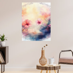 Pétalos Románticos – Póster Floral de Acuarela