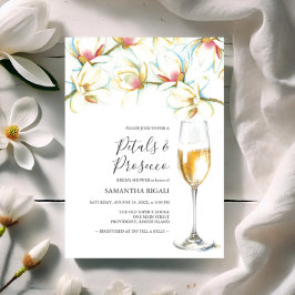 Pétalos y ducha de novia floral blanca Prosecco