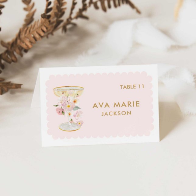 Pétalos y tarjetas de ducha de novia Prosecco (Petals and Prosecco Place Cards)