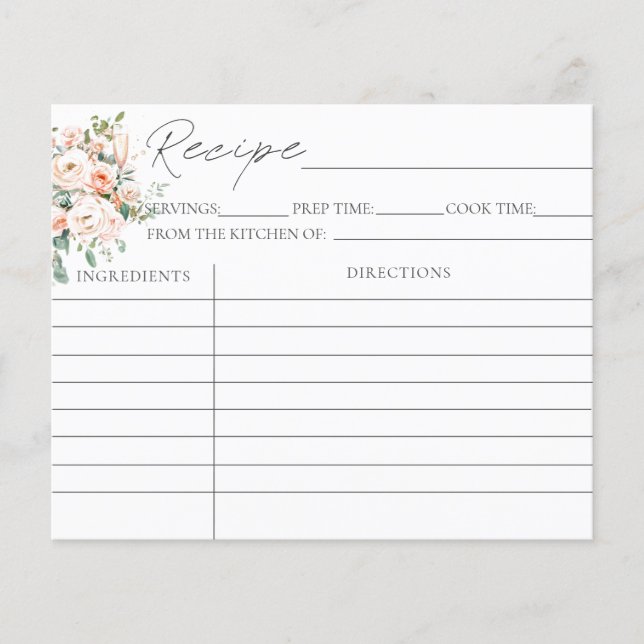 Pétalos Y Tarjetas De Receta De Ducha Bridal Prose (Anverso)