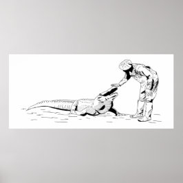 Petear un Poster de arte de línea de lagarto