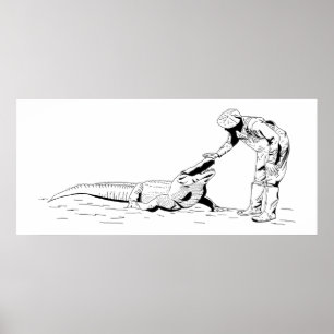 Petear un Poster de arte de línea de lagarto