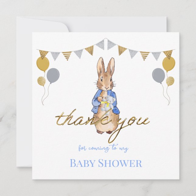Peter el conejo Baby Shower Gracias (Anverso)