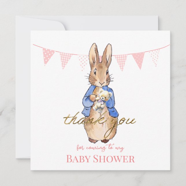 Peter, el conejo con el lienzo rosa gracias (Anverso)