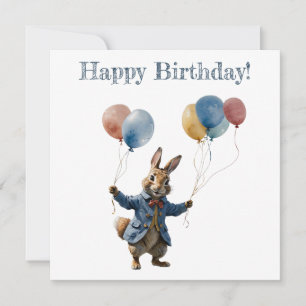 Peter el conejo con globos Tarjeta de cumpleaños f