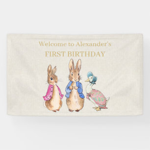 Peter, la pancarta del conejo del primer cumpleaño