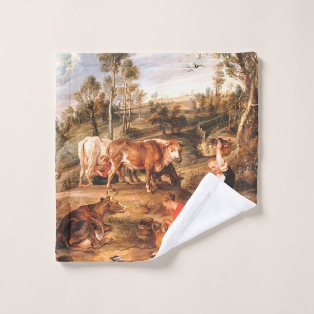 Peter Paul Rubens Milkmaids con ganado en tierra (Toallita)
