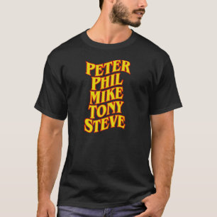 Peter, Phil, Mike, Tony, y camiseta de Steve