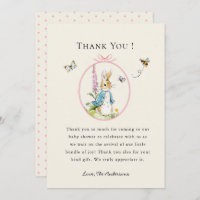 Peter rabbit Baby Ducha Gracias tarjeta