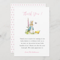 Peter rabbit Baby Girl ducha Gracias tarjeta