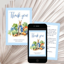 Peter rabbit bebé bebé ducha tarjeta de agradecimi