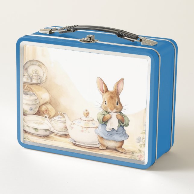 Peter Rabbit en la cocina con platos (Anverso)