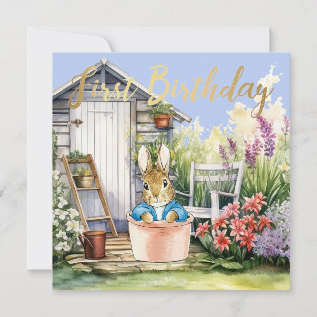 Peter the Rabbit Garden Shed First Birday (Anverso)