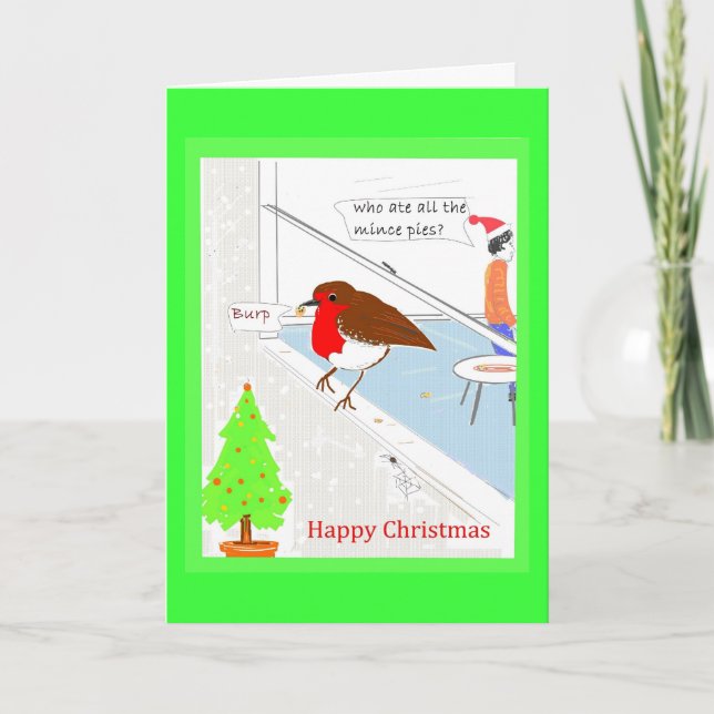Petirrojo lindo adaptable de la tarjeta de Navidad (Anverso)
