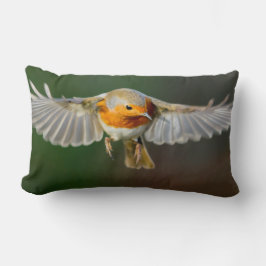 Petirrojo que asoma en vuelo almohada