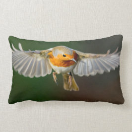 Petirrojo que asoma en vuelo almohada