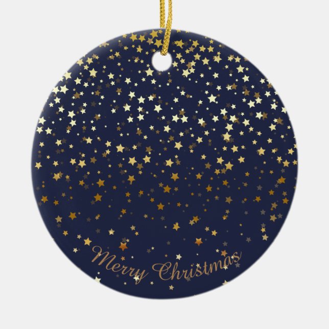 Petite Golden Stars Ornamento de Navidad-Medianoch (Frente)