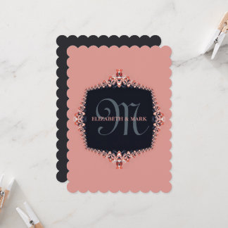 Petite Orquid Pink Monograma Invitación a la boda