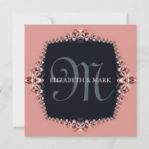 Petite Orquid Pink Monograma Invitación a la boda