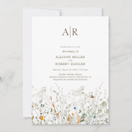 Petite Wildflower Monograma Invitación a la boda
