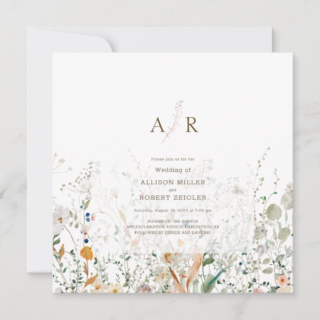 Petite Wildflower Wedding Invitation (Anverso)
