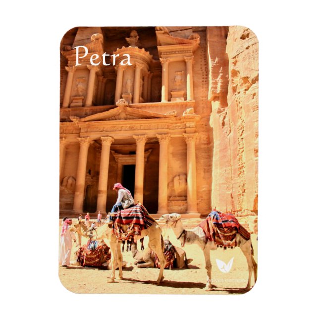 Petra - Tesoro y camellos - imán de nevera (Vertical)