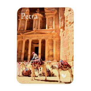 Petra - Tesoro y camellos - imán de refrigerador