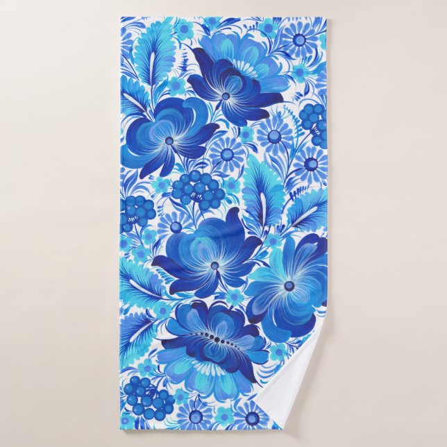 Petrikivka Ukrainian traditional folk art. (Toalla de baño)