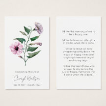 Petunia | Tarjeta de oración memorial para funeral