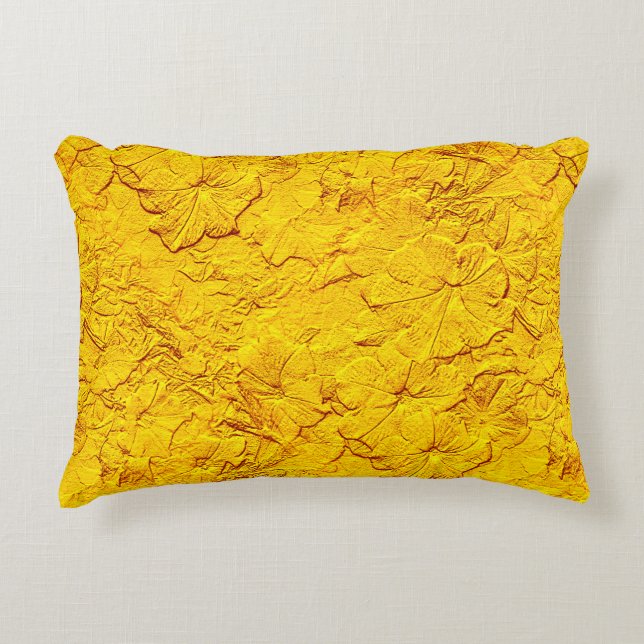 Petunias esculpidas, almohada de acento amarillo (Anverso)