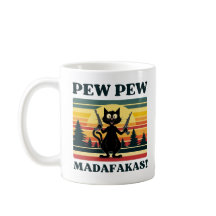 pew pew madafakas mug , taza de café de gato diver