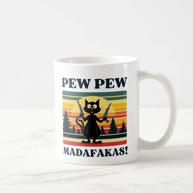 pew pew madafakas mug , taza de café de gato diver (Derecha)