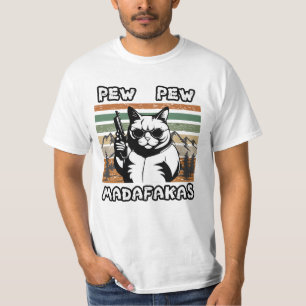 Pew Pew Madafakas Vintage Graciosa Camiseta De Gat