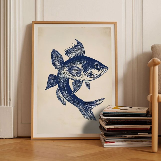 Pez Arcoíris Linograbado Póster Vintage Retro  (Subido por el creador)