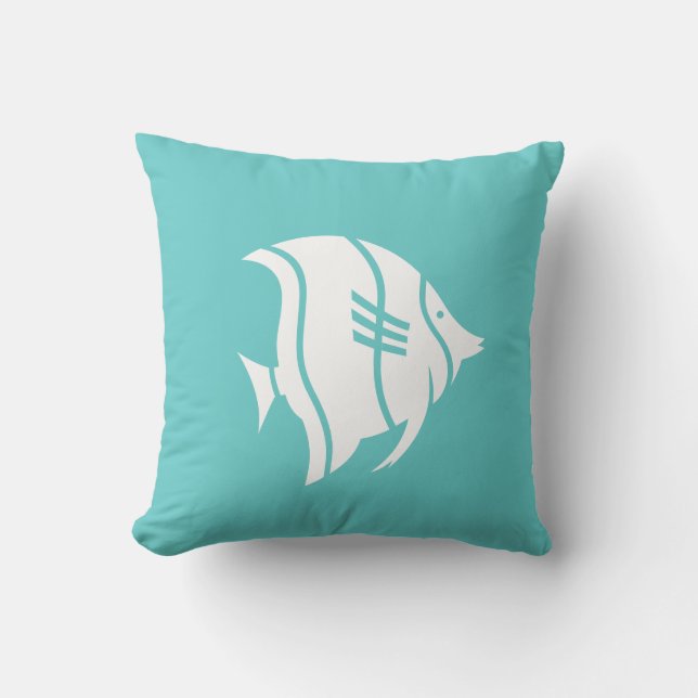 pez blanco sobre almohada azul verde azulada (Anverso)