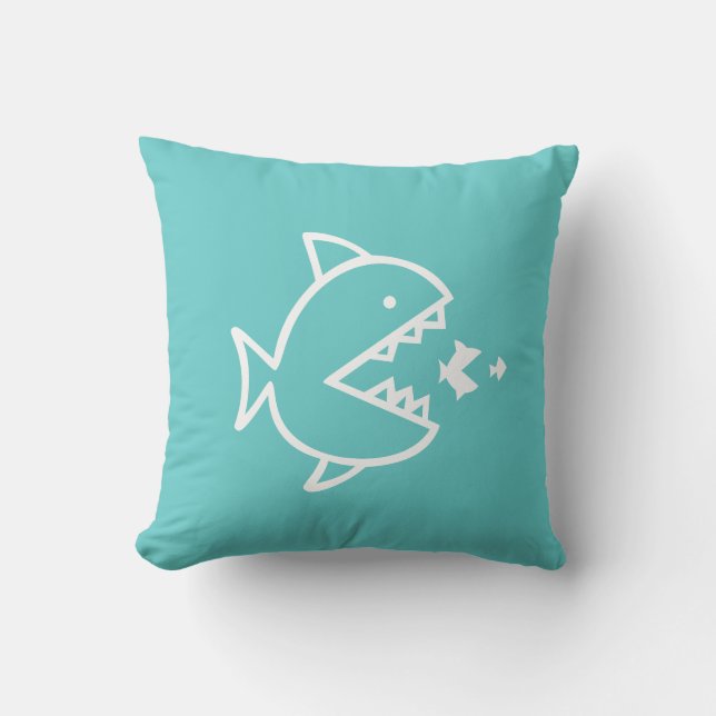 pez de dibujos animados blanco sobre almohada azul (Anverso)