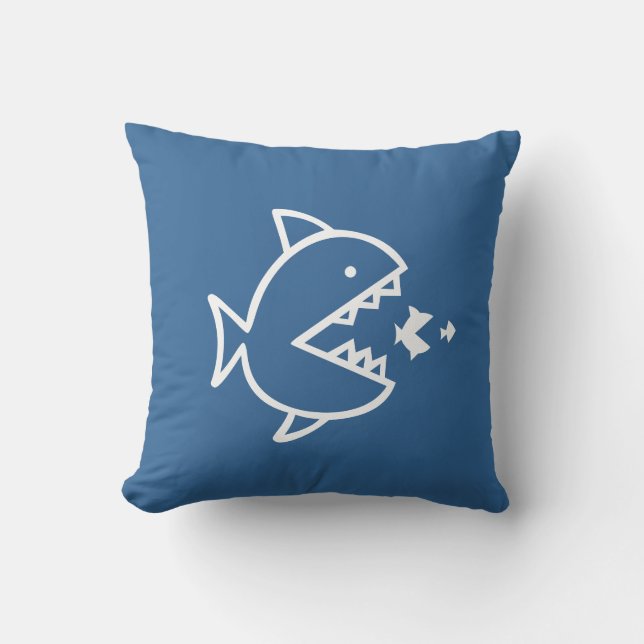 pez de dibujos animados blanco sobre almohada azul (Anverso)