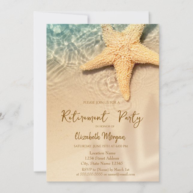 Pez de mar de playa  Invitación de jubilación (Anverso)
